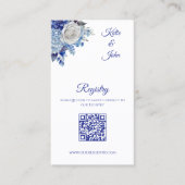 水彩青い花花花花束結婚の登記簿 –  名刺 (正面)