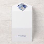 水彩青い花花花花束 – 白結婚色 –  オールインワン招待状 (外側)