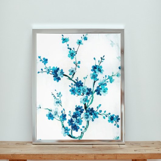 水彩青い花（白い背景） フォトプリント           