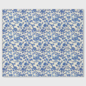 水彩青い花Chinoiserie春園 ラッピングペーパー (フラット)