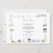 水彩青い象 | 男の子のベビーシャワー サンキューカード (正面)