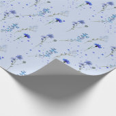 水彩青い野生の花の結婚式 ラッピングペーパー (角)