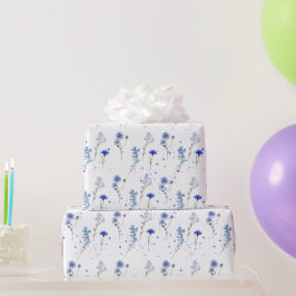 水彩青い野生の花の結婚式 ラッピングペーパー