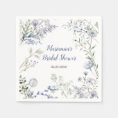 水彩青い野生の花フレーム ブライダルシャワー スタンダードカクテルナプキン (正面)