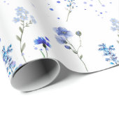 水彩青い野結婚花 ラッピングペーパー (ロールコーナー)