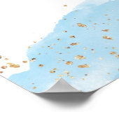 水彩青い金ゴールド男の子のシャワー歓迎サイン ポスター (角)