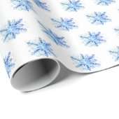 水彩青い雪の結晶 ラッピングペーパー (ロールコーナー)