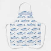 水彩青い魚の海岸 エプロン (正面)