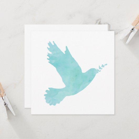 水彩青い鳩 カード (正面/裏面インサイチュ)