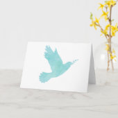 水彩青い鳩 カード (黄色い花)