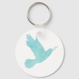 水彩青い鳩 キーホルダー