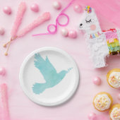 水彩青い鳩 ペーパープレート (パーティー)