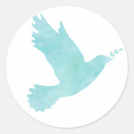 水彩青い鳩 ラウンドシール