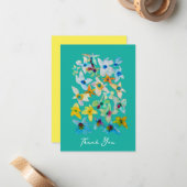 水彩青お洒落い花 ノートカード (正面/裏面インサイチュ)