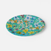 水彩青お洒落い花 ペーパープレート (アングル)