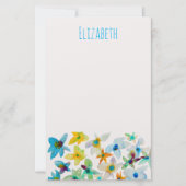 水彩青お洒落い花 便箋 (正面)