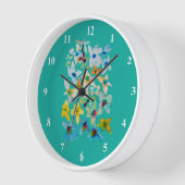 水彩青お洒落い花 壁時計 (傾斜)