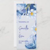 水彩青かわいらしフローラ結婚式 プログラム (正面)