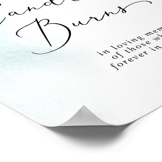 水彩青このキャンドルバーンズ記念サイン ポスター (角)