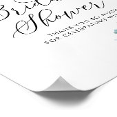 水彩青とアイボリーのバラのブライダルシャワー ポスター (角)