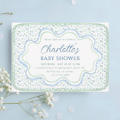 水彩青とセージ緑の少年の赤ちゃんシャワー 招待状