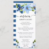 水彩青とネイビー結婚の花 メニュー (正面/裏面)