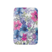 水彩青とピンクのフローラバスマット バスマット (正面縦)