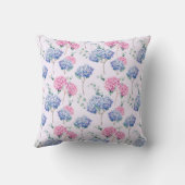 水彩青とピンクの紫陽花の花柄 クッション (裏面)
