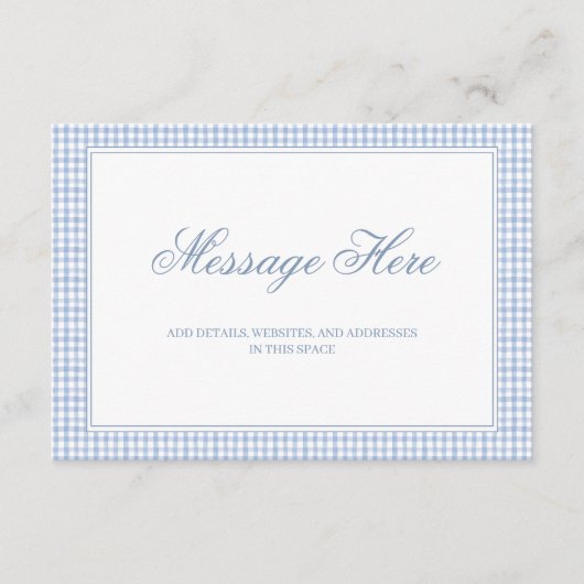 水彩青と白のギンガ結婚ム エンクロージャーカード (正面)