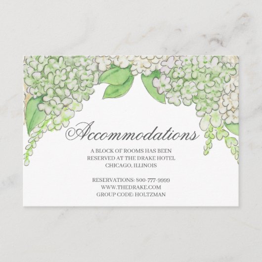 水彩青と白のハイドランジア クレスト ウェディング エンクロージャーカード (正面)