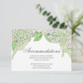 水彩青と白のハイドランジア クレスト ウェディング エンクロージャーカード (スタンド正面)