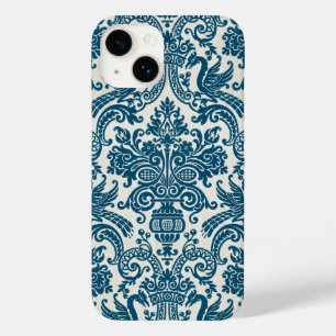 水彩青と白のフローラヴィンテージパターン Case-Mate iPhone 14ケース