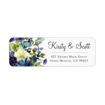 水彩青と白の花結婚の住所