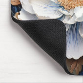 水彩青と白の花 マウスパッド (コーナー)