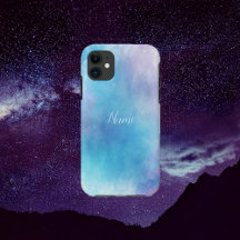 水彩青と紫のiPhone / iPadケース