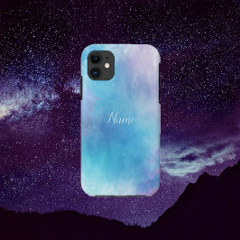 水彩青と紫のiPhone / iPadケース iPhone 11 ケース