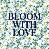 水彩青と緑の花（白） ラッピングペーパー