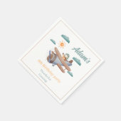 水彩青と緑の飛行機の誕生日パーティー スタンダードカクテルナプキン (角)