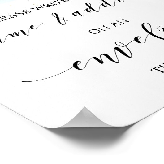 水彩青と金ゴールドアドレス封筒の標識 ポスター (角)