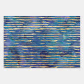 水彩青と金ゴールドインクのファンタジーパターン ラッピングペーパーシート (正面3)