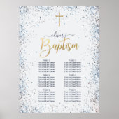 水彩青と金ゴールドバプテスマのシーティングチャート ポスター (正面)