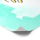 水彩青と金ゴールドバー(ユダヤ教の)バル・ミツバー歓迎 ポスター (角)