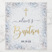 水彩青と金ゴールドボーイバプティスワインラベル ワインラベル (シングルラベル)