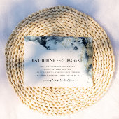 水彩青と金ゴールドミニマル結婚ズ 招待状