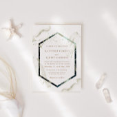 水彩青と金ゴールドミニマル結婚ズ 招待状