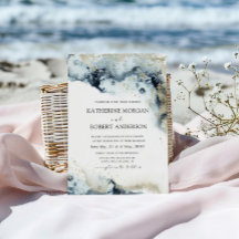 水彩青と金ゴールドミニマル結婚ズ