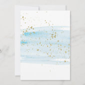 水彩青と金ゴールド写真誕生のお知らせ 案内状 (裏面)