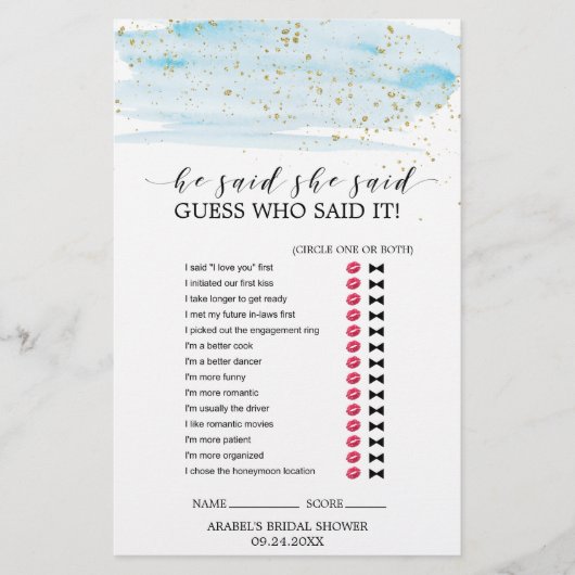 水彩青と金ゴールド結婚の単語検索ゲーム (正面)