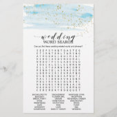 水彩青と金ゴールド結婚の単語検索ゲーム (裏面)