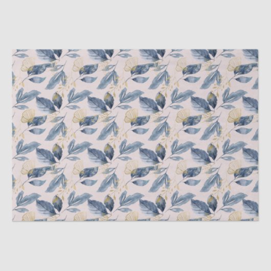 水彩青と金ゴールド葉独身の 薄葉紙 (正面)